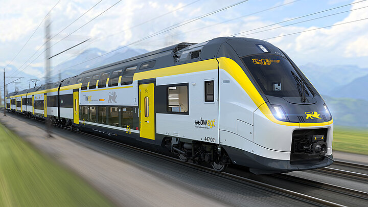 Abbildung eines Coradia Max auf der Durchfahrt