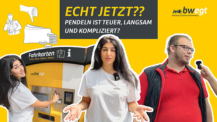 Collage mit Dilara und einem Fahrkartenautomat