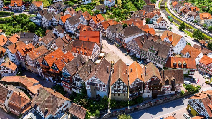 Historische Stadt aus der Vogelperspektive