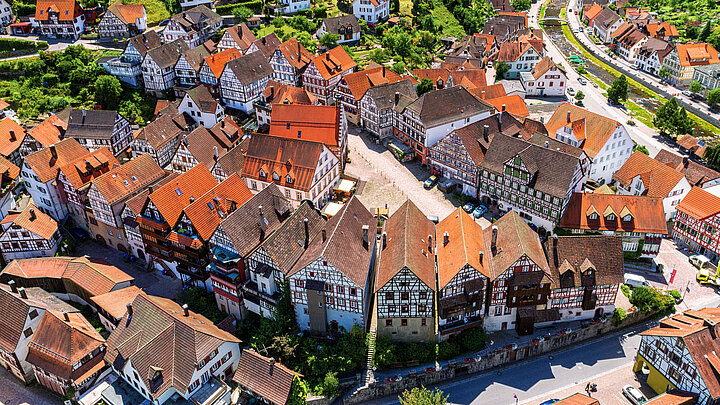 Historische Stadt aus der Vogelperspektive