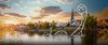 Ulmer Stadtpanorama mit See und einer Skizze eines comichaften Loch Ness-Monsters