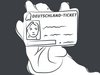 Grafik eines Deutschlandtickets, wie es in der Hand gehalten wird.