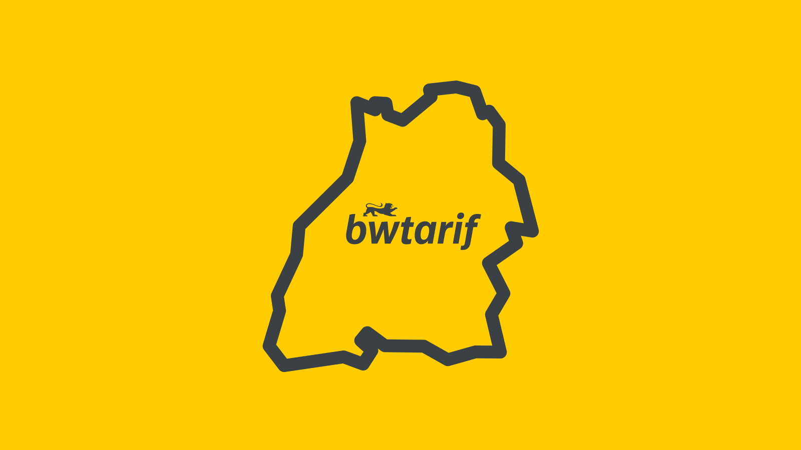 Umriss von Baden-Württemberg mit bwtarif-Logo